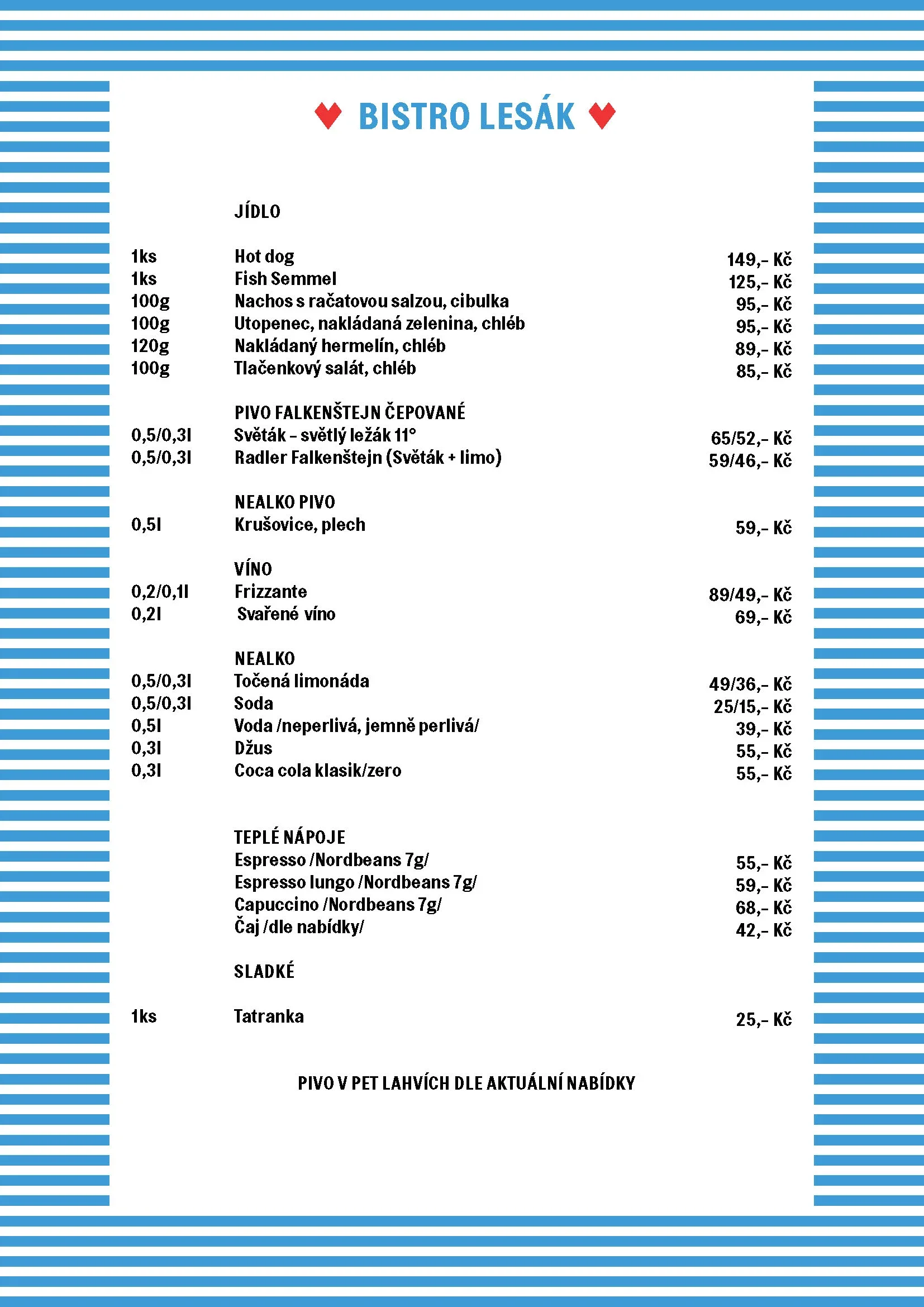 Menu Bistro Lesák